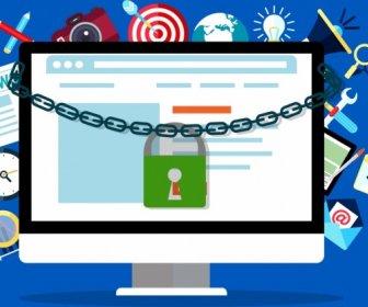 Internet Security Transparent Komputer Blokady łańcucha Ikony