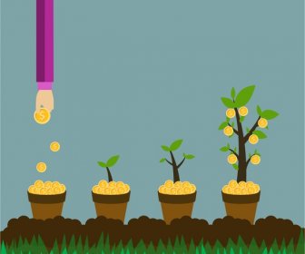 Investment Concept Illustration With Hands Growing Coins Trees