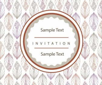 Invitation Card Cover Template Classical Sketch Repeating Leaves
