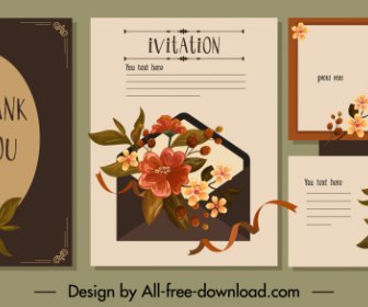 Invitation Card Template Dark Elegant Classical Petals Decor