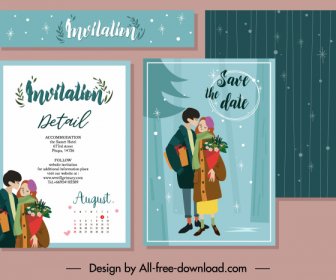 Invitation Card Template Romantic Couple Winter Theme