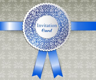 Invitation Card Template Shiny Elegant Ribbon Floral Decor