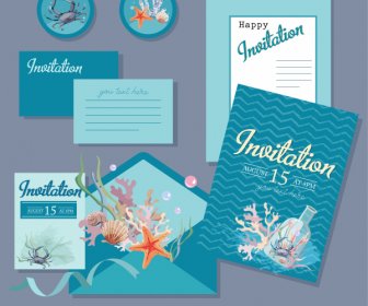Invitation Card Templates Elegant Marine Elements Decor