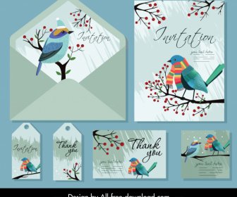 Invitation Card Templates Natural Bird Tree Decor