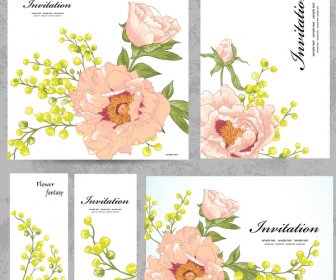 Einladung Karte Vektor-Illustration Mit Gezogenen Blumen