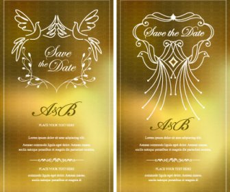 Invitation Gold Card Design Vector Graphics