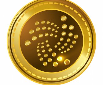 Iota Coin Sign Icon Shiny Luxury Golden Design