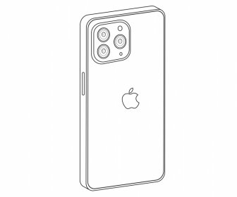 Iphone 13 Ikon Perspektif Belakang Realistis Garis Besar Hitam Putih 3d