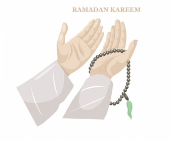 イスラム教の祈りの手のアイコンフラットな手描きのデザイン