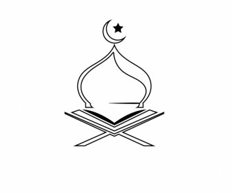 Islam Zeichen Symbol Symmetrische Dacharchitektur Schrift Buchumriss