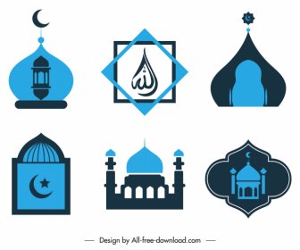 イスラムのシンボルのロゴタイプフラットクラシックシェイプスケッチ