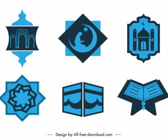 イスラムのシンボル記号アイコン 平らな古典的な対称的な形