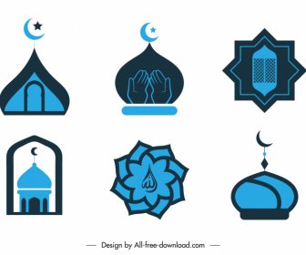 สัญลักษณ์อิสลามโลโก้สัญลักษณ์แบนรูปทรงสถาปัตยกรรมคลาสสิก