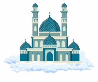 Islamic Castle Icon Arabic Traditional Architecture Cloud Sketch