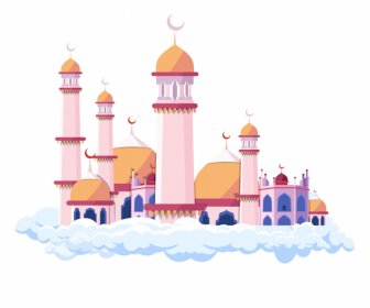 Ikon Kastil Islam Desain Awan Arsitektur Arab Klasik