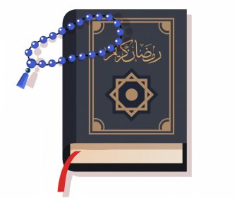 Elemen Desain Islam Sketsa Rosario Buku Kitab Suci