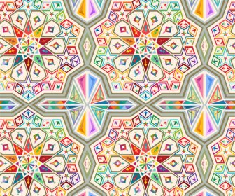 イスラムモザイクパターンテンプレートカラフルな対称繰り返し幾何学的形状デザイン