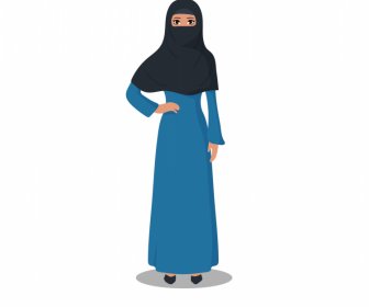 Desain Karakter Kartun Ikon Wanita Islami