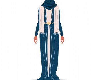  Islamic Woman Icon Cartoon Character Outline