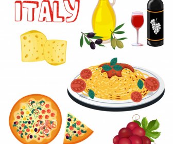 イタリア広告バナー食品要素スケッチ