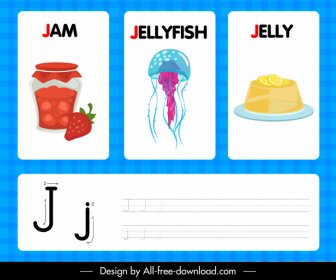 J Alfabeto Fundo Educacional Geleia Geleia Jellyfish Esboço De Geleia