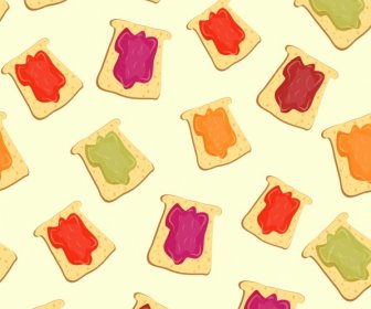 Latar Belakang Makanan Mengulangi Desain Warna-warni Ikon Sandwich Selai
