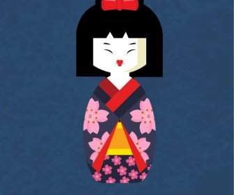 Giappone Kimono Doll Icona Decori