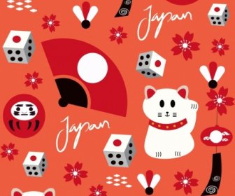 Japan Background Repeating Traditional Symbols Decor
