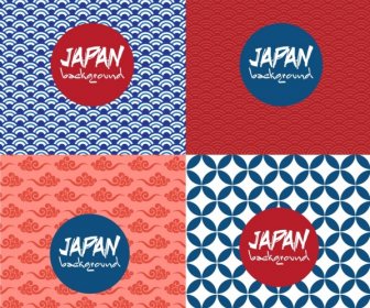 Japan Style Background Sets Repeating Pattern Decor