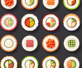 Japão Sushi Design Vetor ícones