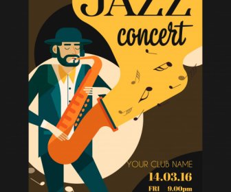 Jazz Concert Affiche Trompette Interprète Croquis Classique Coloré