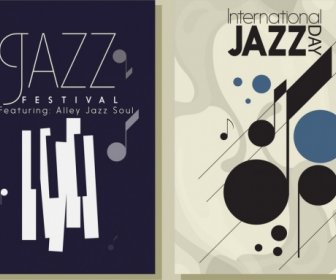 Notas Da Música Jazz Festival Folheto Modelos ícones De Teclado