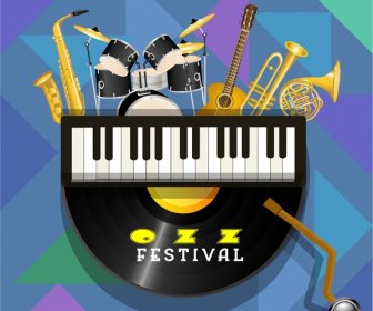 Jazz Festival Plakatillustration Mit Musikinstrumenten