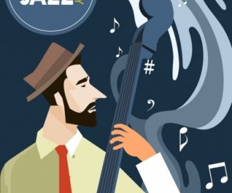 Laki-laki Jazz Festival Poster Yang Bermain Biola Ikon