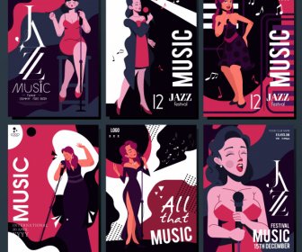 jazz festive posters singer sketch classical dark design