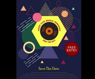 jazz music party flyer geometric dark design