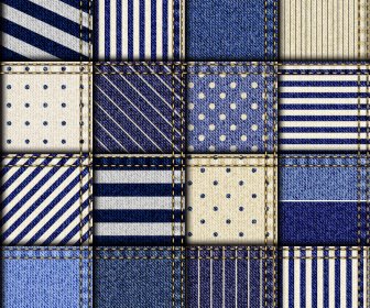 Jeans Textur Muster Elemente Realistische Einfarbig Gestreifte Punkte Dekor