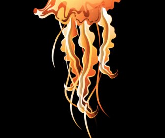 Jellyfish Icon Modern Shiny Yellow Decor