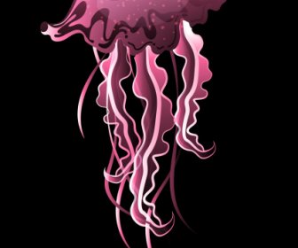 クラゲのアイコン輝く紫色のデザイン