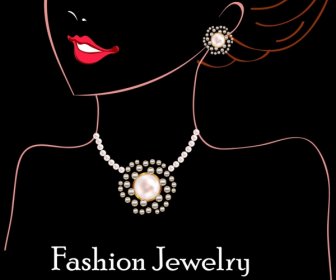 Jewelry Advertisement Woman Silhouette Design Dark Background