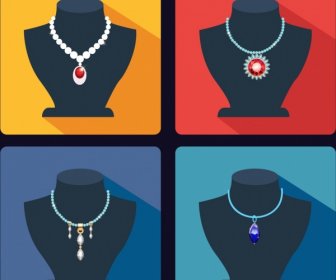 Perhiasan Ikon Koleksi Berbagai Menampilkan Ornamen Jenis