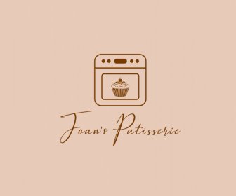 Joans Patisserie Logo Template Datar Elegan Klasik Oven Cup Cake Teks Dekorasi