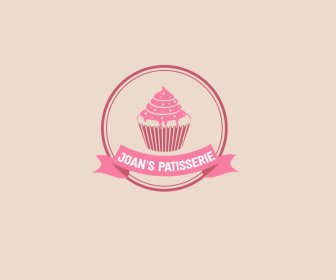 joans patisserie logotype isolated cupcake ribbon decor