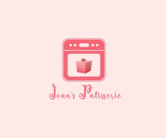 Joans Patisserie Logotype สีชมพูคัพเค้กตกแต่งเตาอบขนาดเล็ก