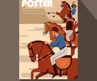 Jockey Sport Poster Racing Sketch Colored Classic Design
