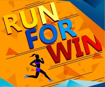 Bannière Jogging Running Icône Athlète Féminine 3d Multicolores