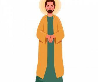 John Christian Apostle Icon Vintage Cartoon Character Design