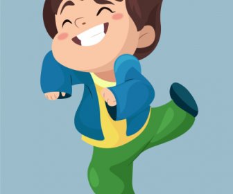 Joyful Boy Icon Funny Cartoon Character Sketch