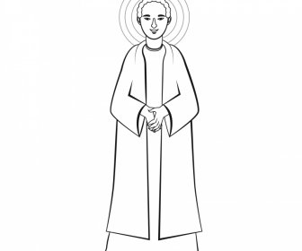judas christian apostle icon black white vintage cartoon character outline