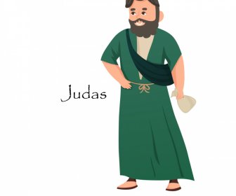 Judas Christian Apostle Icon Vintage Cartoon Character Design